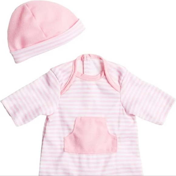 Berenguer Boutique Baby Doll Outfit with Pink Stripes & Cap Fits 12-16in Dolls - Picture 5 of 5